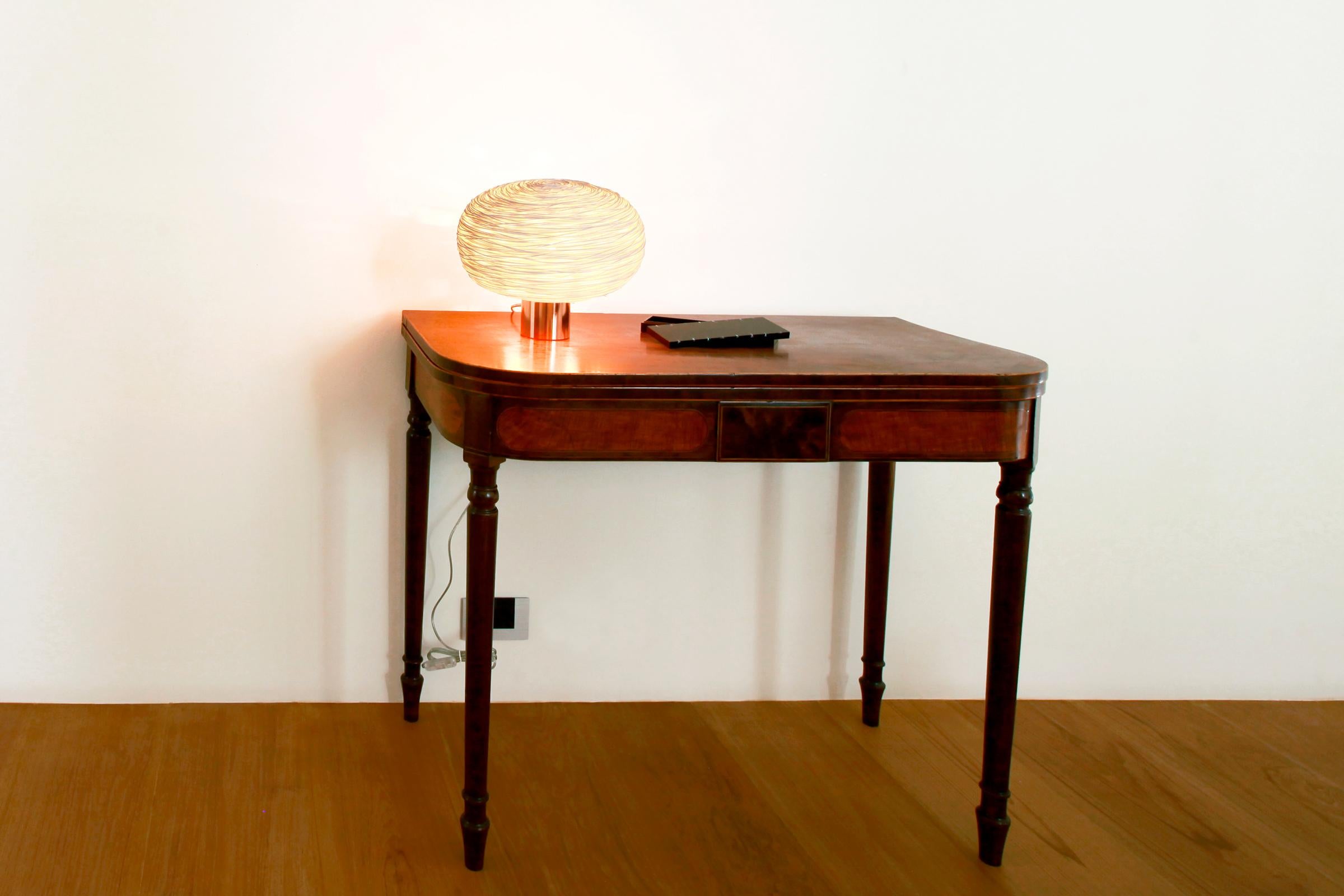 Unit 'Table-R' by Ango, Handmade Rattan Table Light with Copper Finish In New Condition For Sale In Bangkok, TH