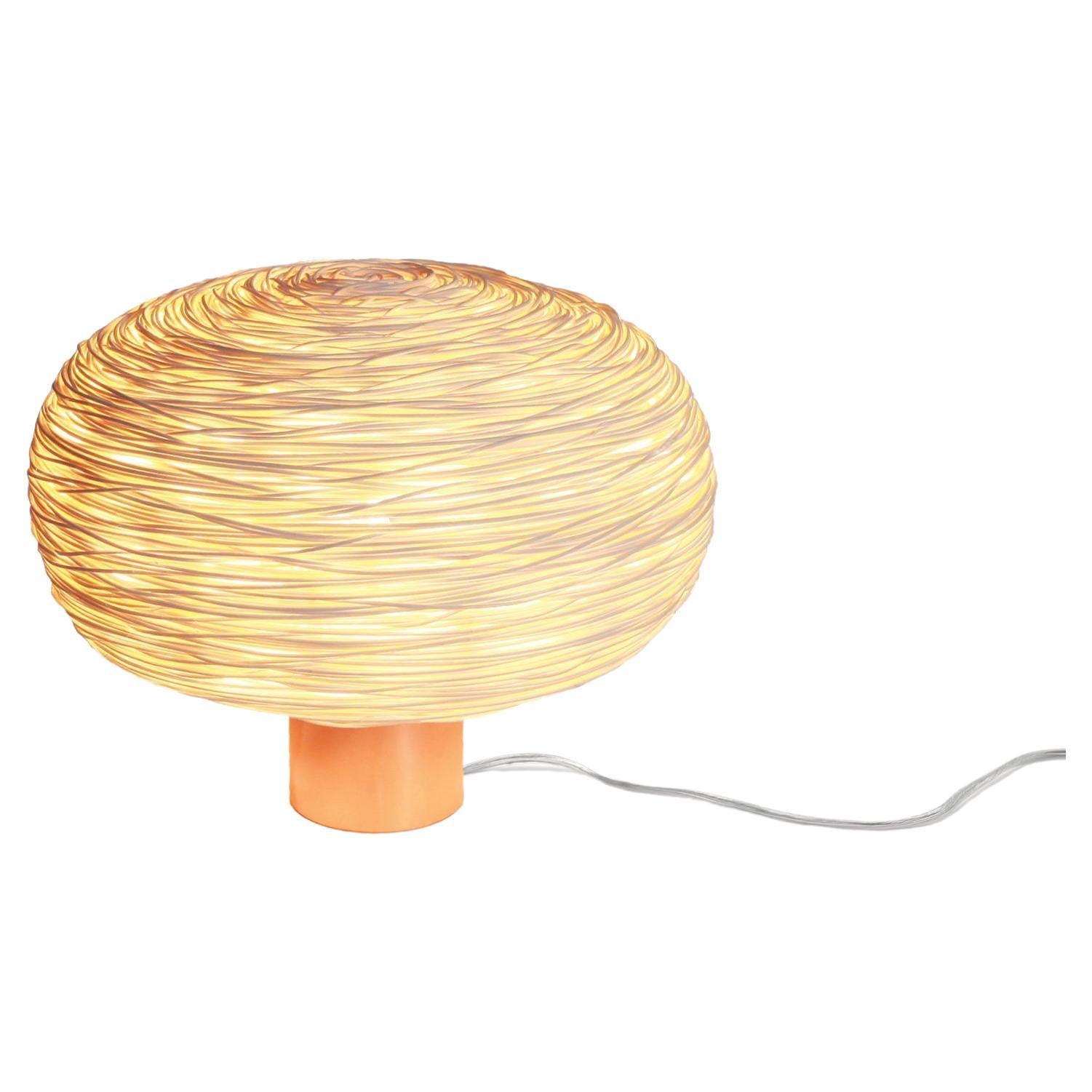 Unit 'Table-R' by Ango, Handmade Rattan Table Light with Copper Finish For Sale