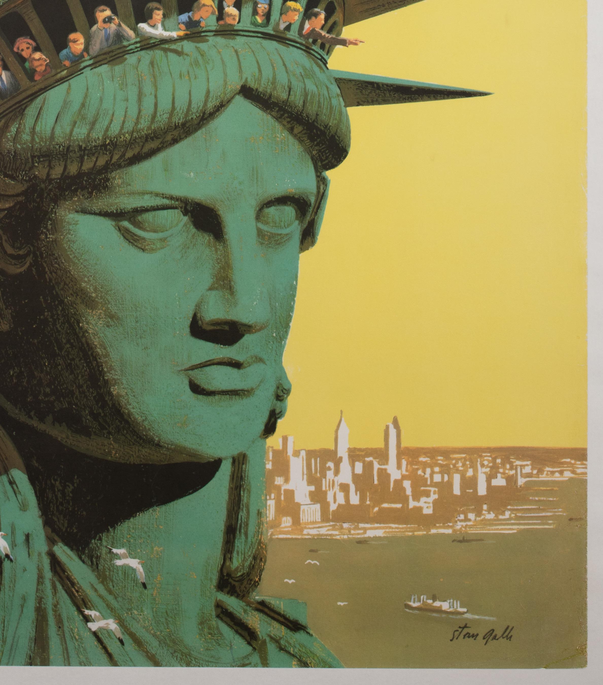 United Air Lines 1960s New York Travel Poster, Galli, Linen Backed 2