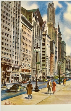 UNITED AIR LINES – CHICAGO Original-Vintage-Plakat einer Fluggesellschaft zum Thema Reisen und Tourismus (MCM)