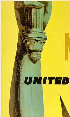 UNITED AIR LINES - NEW YORK Original Vintage Airline Travel Poster