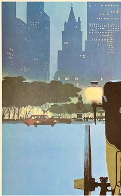UNITED AIR LINES - NEW YORK Original Vintage Airline Travel Poster GALLI