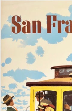 UNITED AIR LINES SAN FRANCISCO : Affiche vintage originale représentant un tramway de la compagnie aérienne
