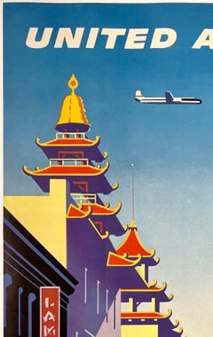 UNITED AIR LINES - SAN FRANCISCO Original Vintage Airline Travel Poster