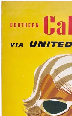 UNITED AIR LINES - SOUTHERN CALIFORNIA Original Vintage Airline Poster GALLI