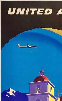UNITED AIR LINES - SOUTHERN CALIFORNIA Original Vintage Airline Travel Poster