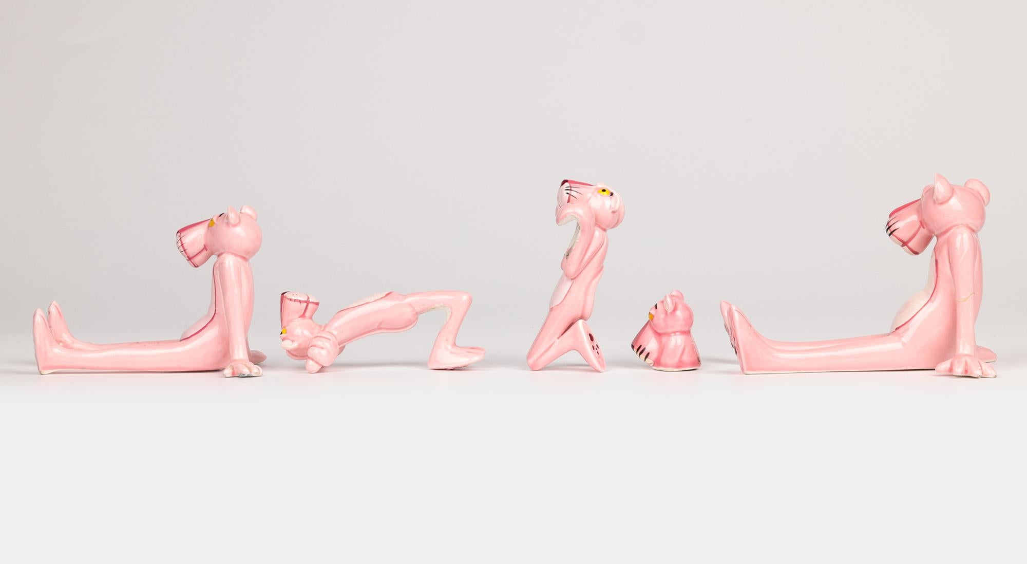 United Artists Cinco figuras vintage japonesas de la Pantera Rosa en venta 2