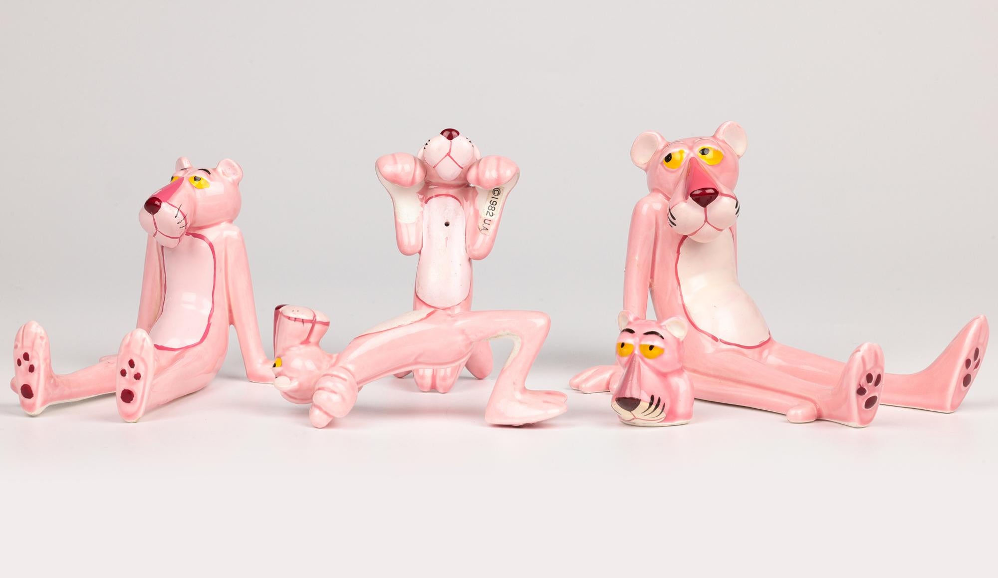 United Artists Cinco figuras vintage japonesas de la Pantera Rosa en venta 8
