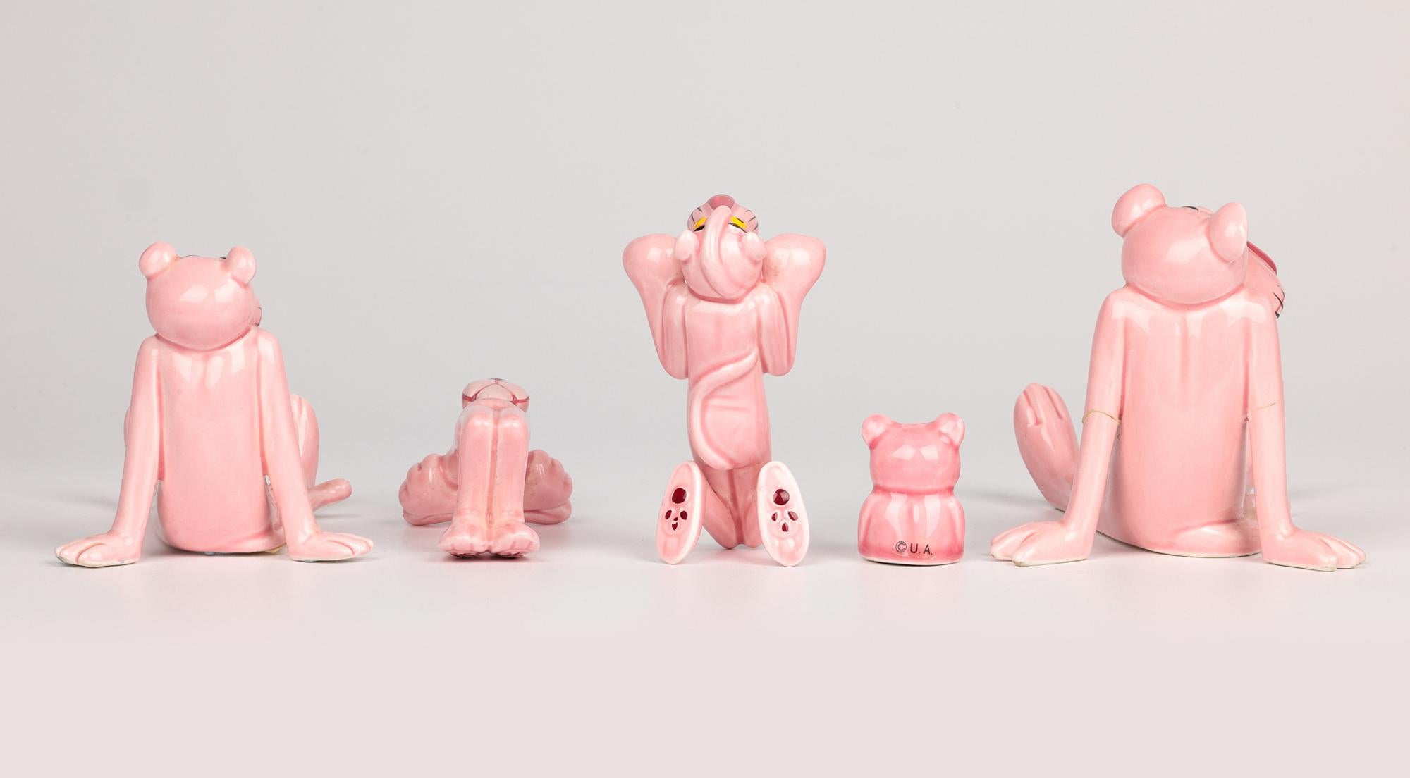 United Artists Cinco figuras vintage japonesas de la Pantera Rosa en venta 1