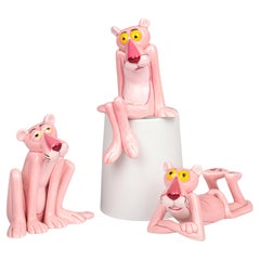 United Artists Tres Figuras de Descanso Vintage Japonesas de la Pantera Rosa