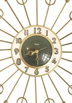 United Brass Spindles Sunburst Clock, circa 1950