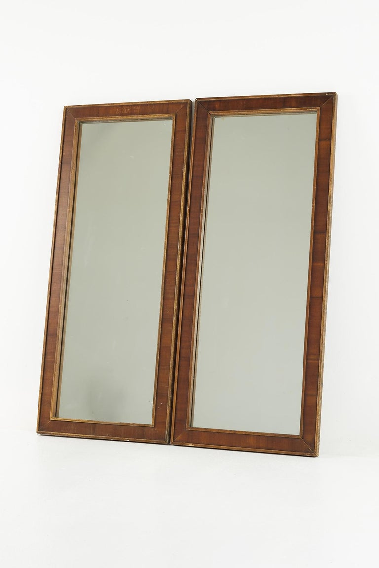 Mid-Century Modern United Brutalist Mid Century Walnut Mirrors, Pair For Sale