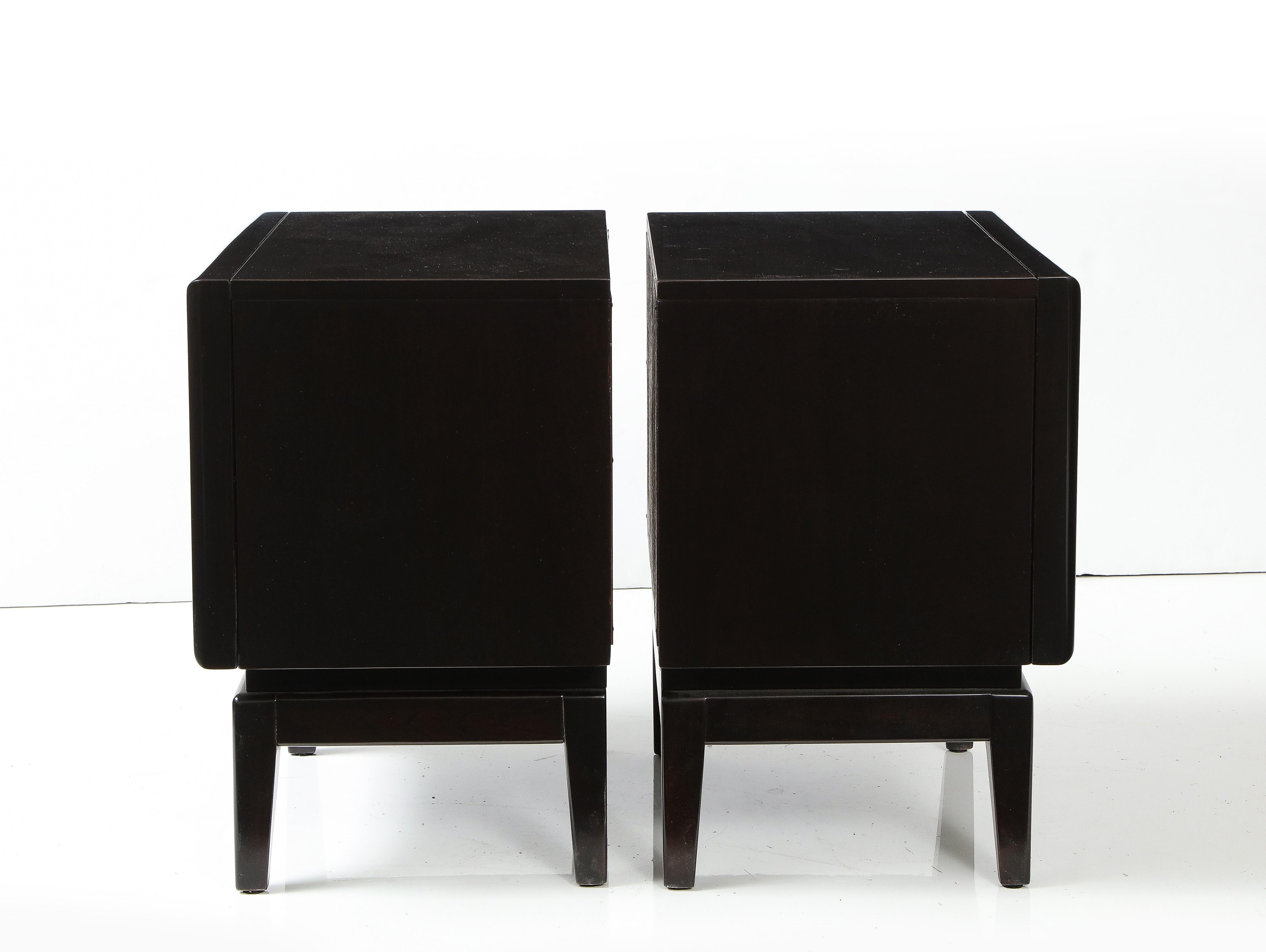 Stained United Diamond Front Walnut Night Stands For Sale