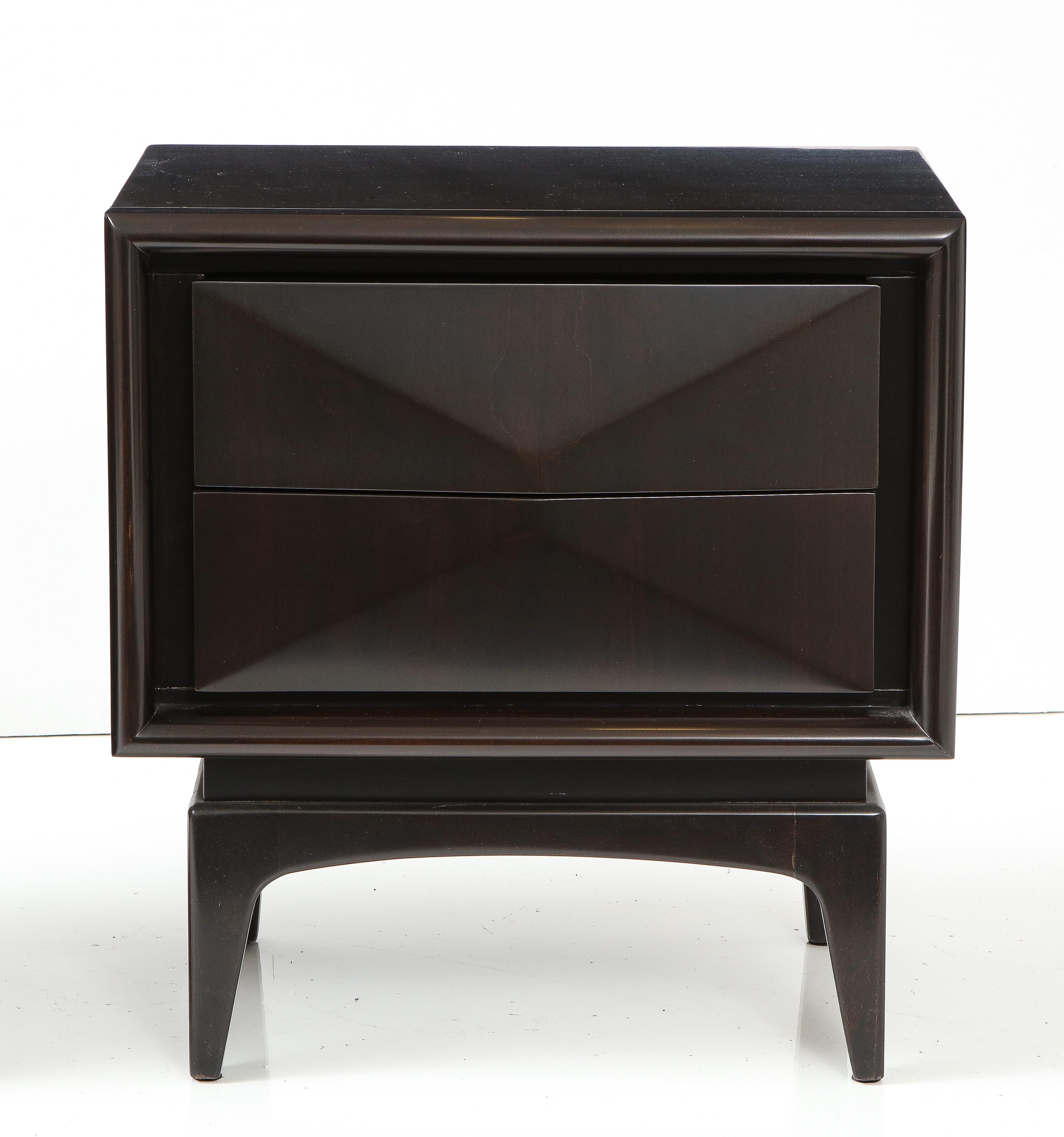 20th Century United Diamond Front Walnut Night Stands For Sale