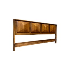 United Furniture Diamond Front Vintage Mid Century Modern King Headboard 1960s