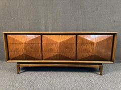 United Furniture Diamond Front Walnut Dresser & Table