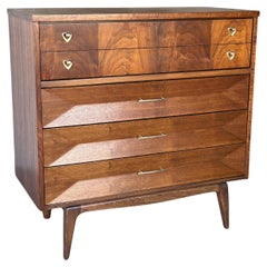 Used United Furniture Diamond Mid Century Walnut Highboy Dresser