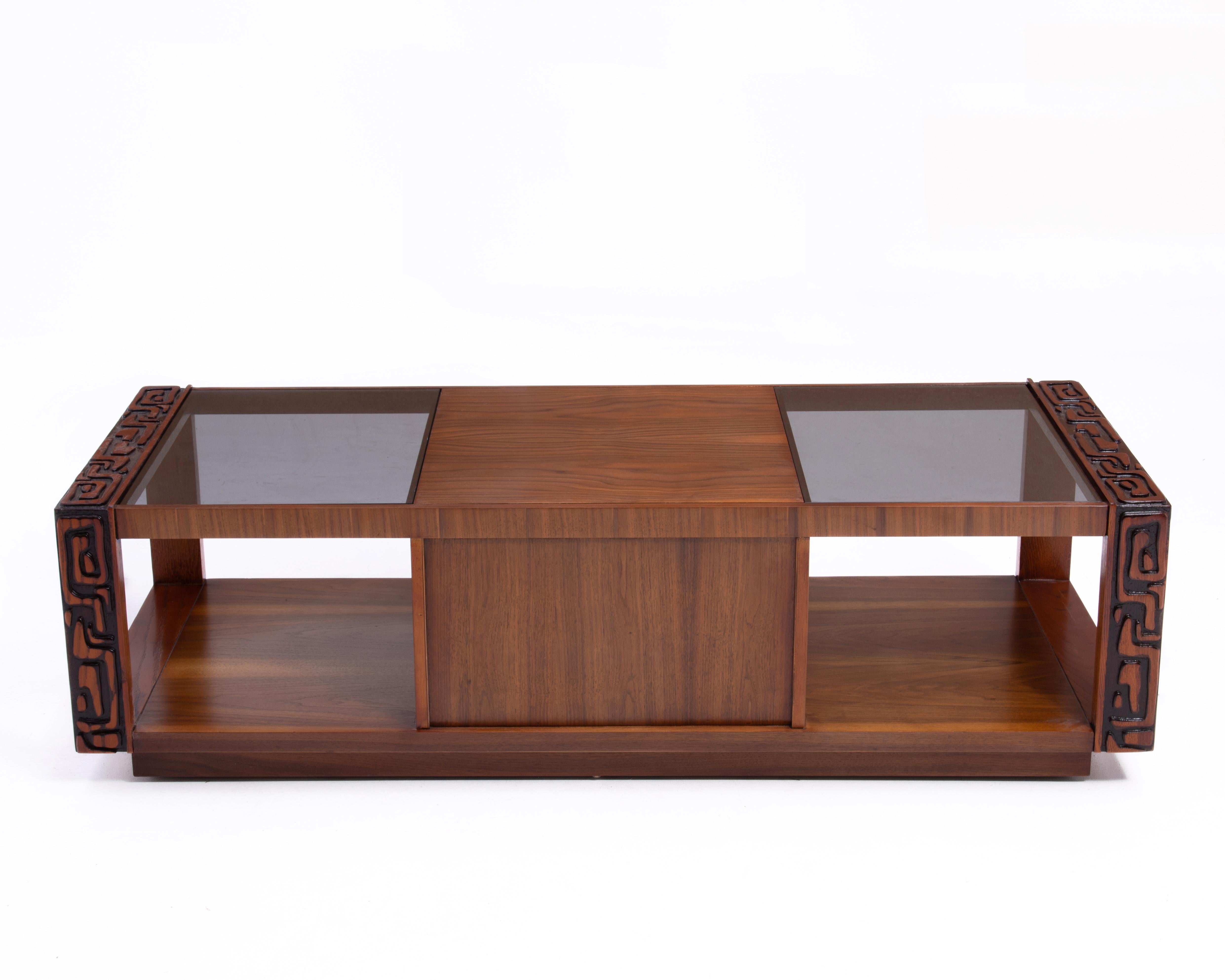 Mid-20th Century United Furniture Illustrata Tiki Coffee Table Pulaski Oceanic Witco Tribal For Sale