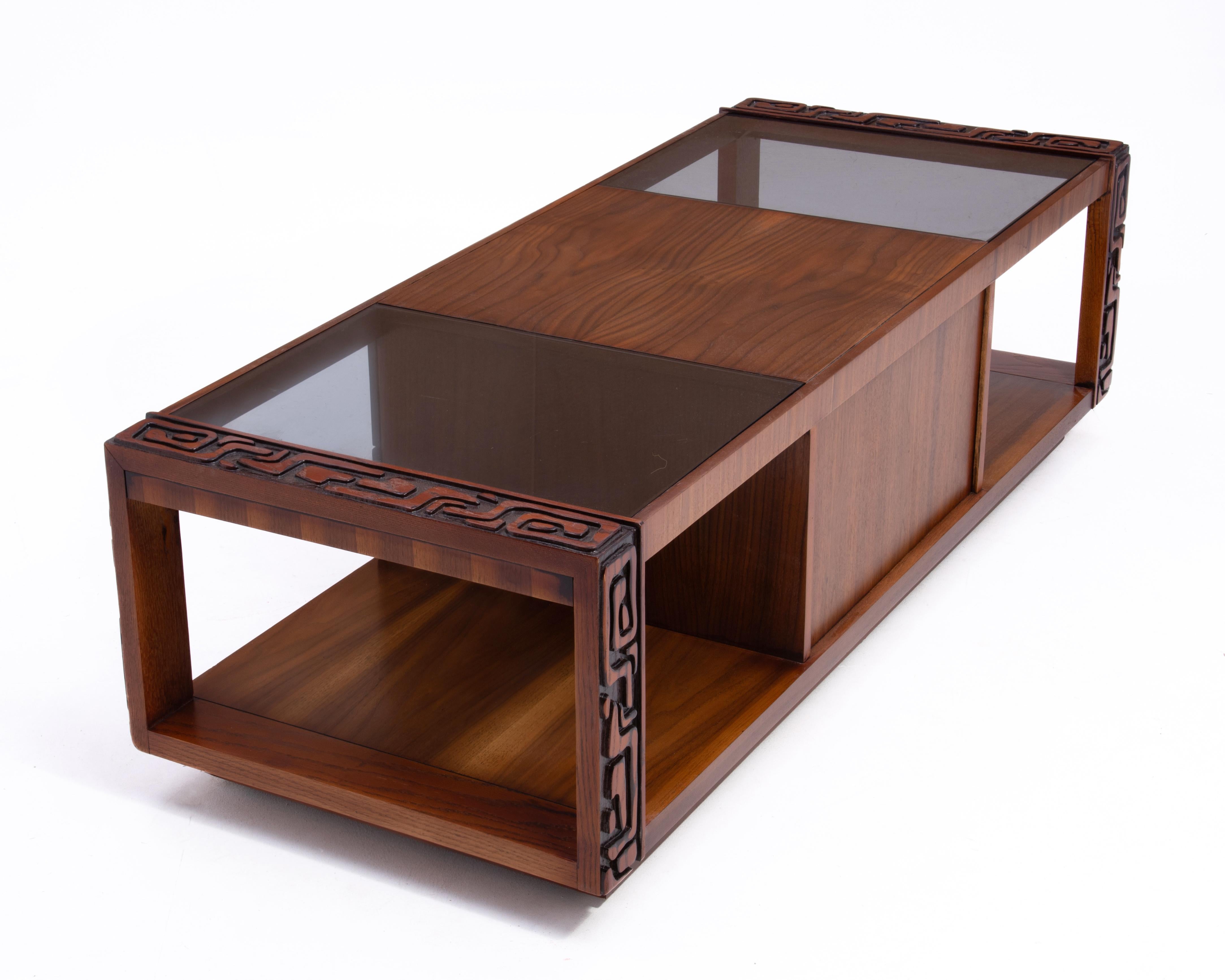 Glass United Furniture Illustrata Tiki Coffee Table Pulaski Oceanic Witco Tribal For Sale