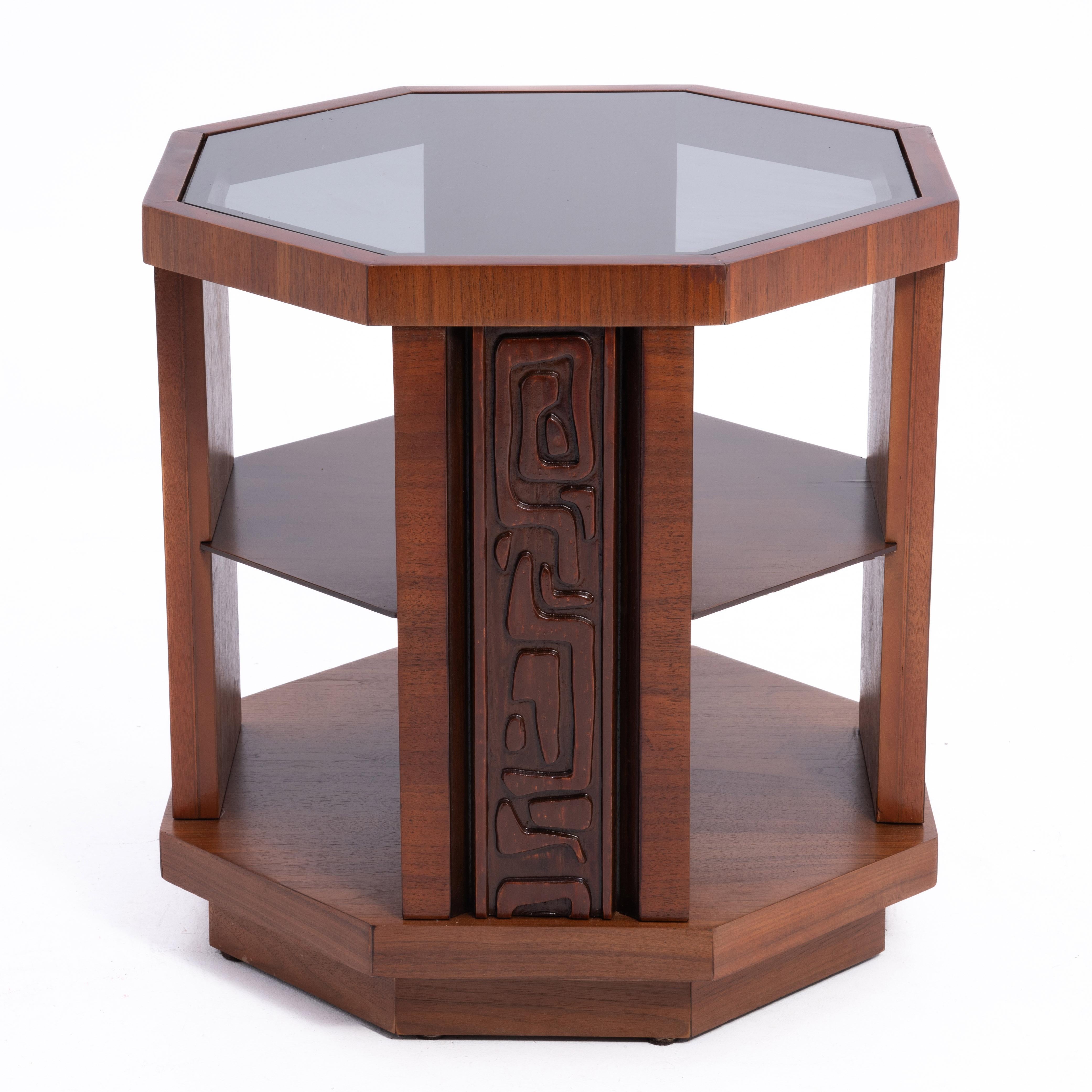 United Furniture Illustrata Tiki Octagon End Table Pulaski Oceanic Witco Tribal For Sale 1