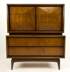 United Furniture Mid Century Diamond Highboy Dresser