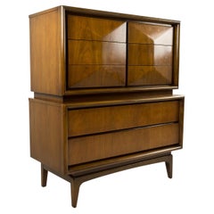 Used United Furniture Mid Century Diamond Highboy Dresser