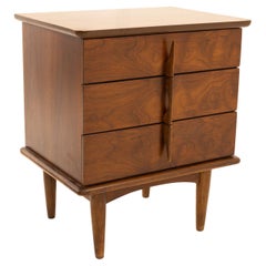 United Furniture Mid Century Walnut 3 Drawer Chest Nightstand