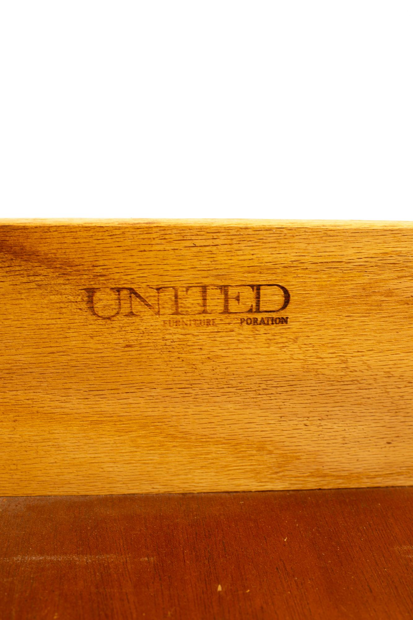 United Furniture Mid Century Walnut 9 Drawer Lowboy Dresser For Sale 4
