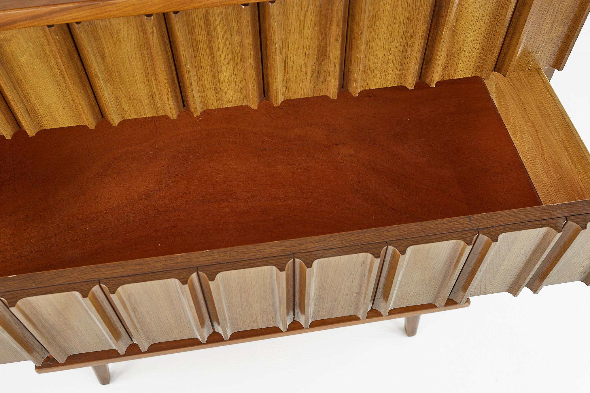United Furniture Mid Century Walnut Highboy Dresser 2