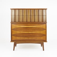 United Furniture Mid Century Walnut Highboy Dresser