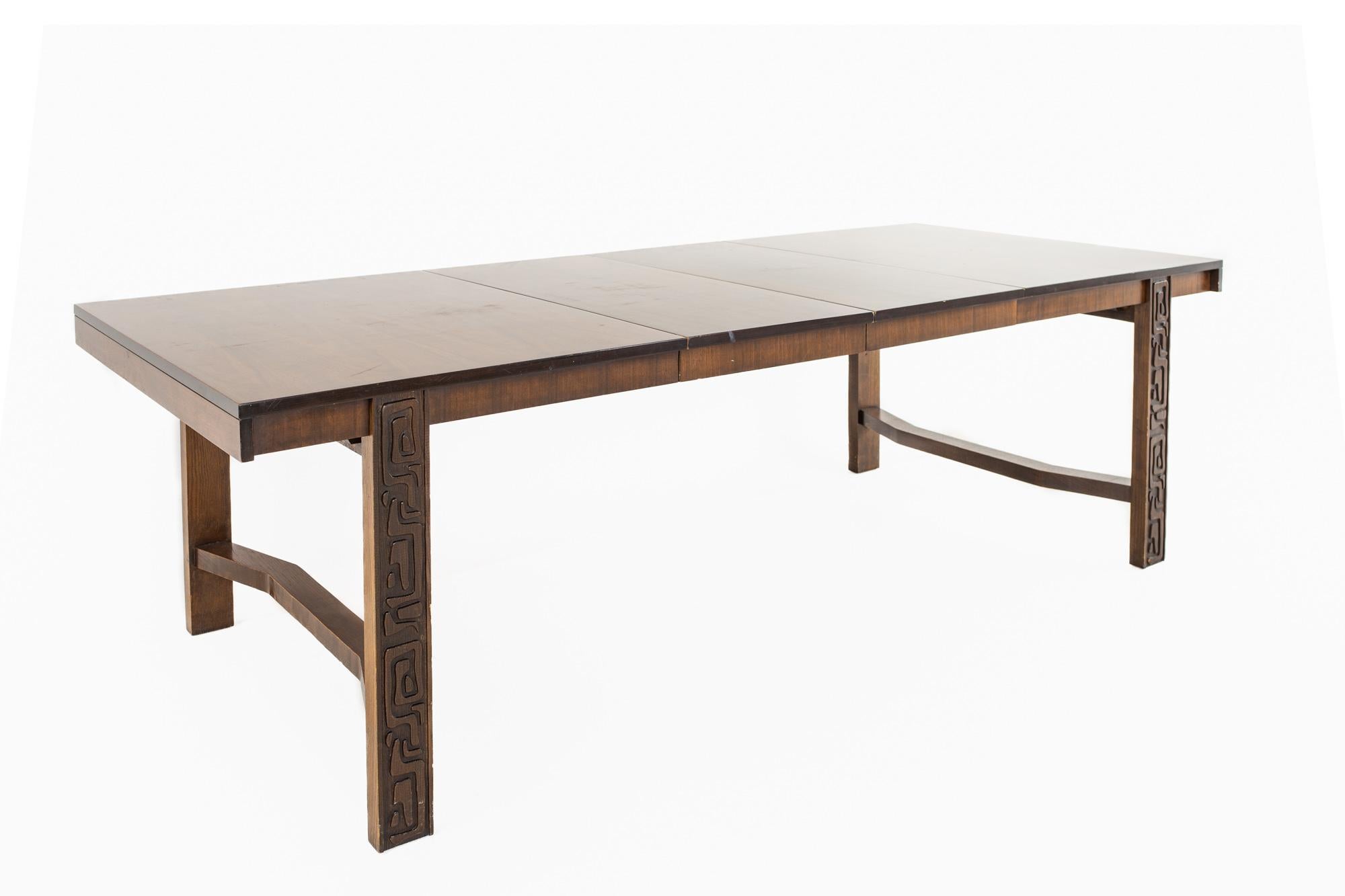 United Furniture Mid Century Walnut Tiki Brutalist Dining Table 5