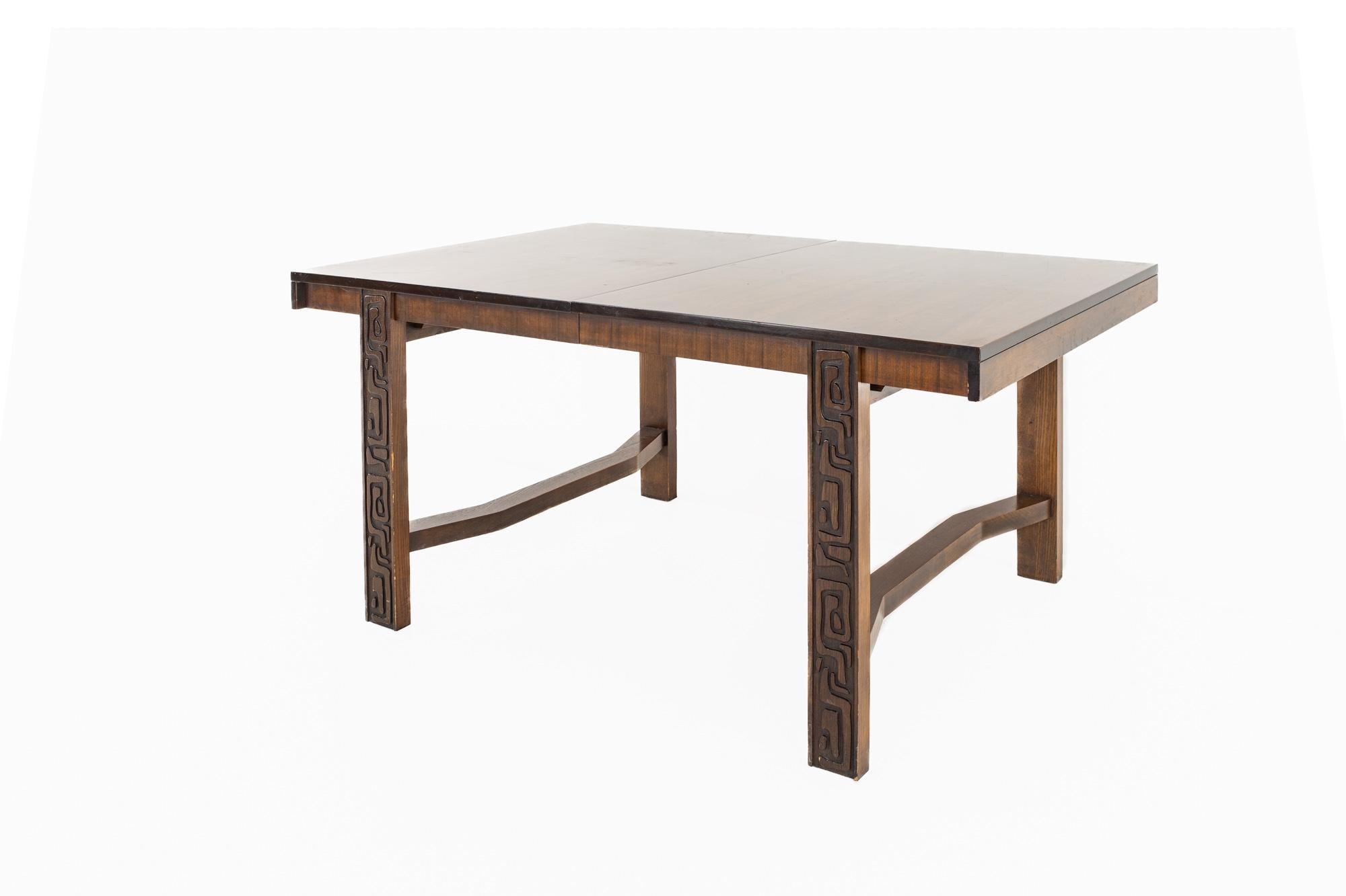 Mid-Century Modern United Furniture Mid Century Walnut Tiki Brutalist Dining Table