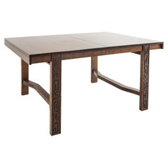 Used United Furniture Mid Century Walnut Tiki Brutalist Dining Table