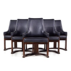 United Furniture Mid Century Walnut Tiki Dining Chairs - Set of 6