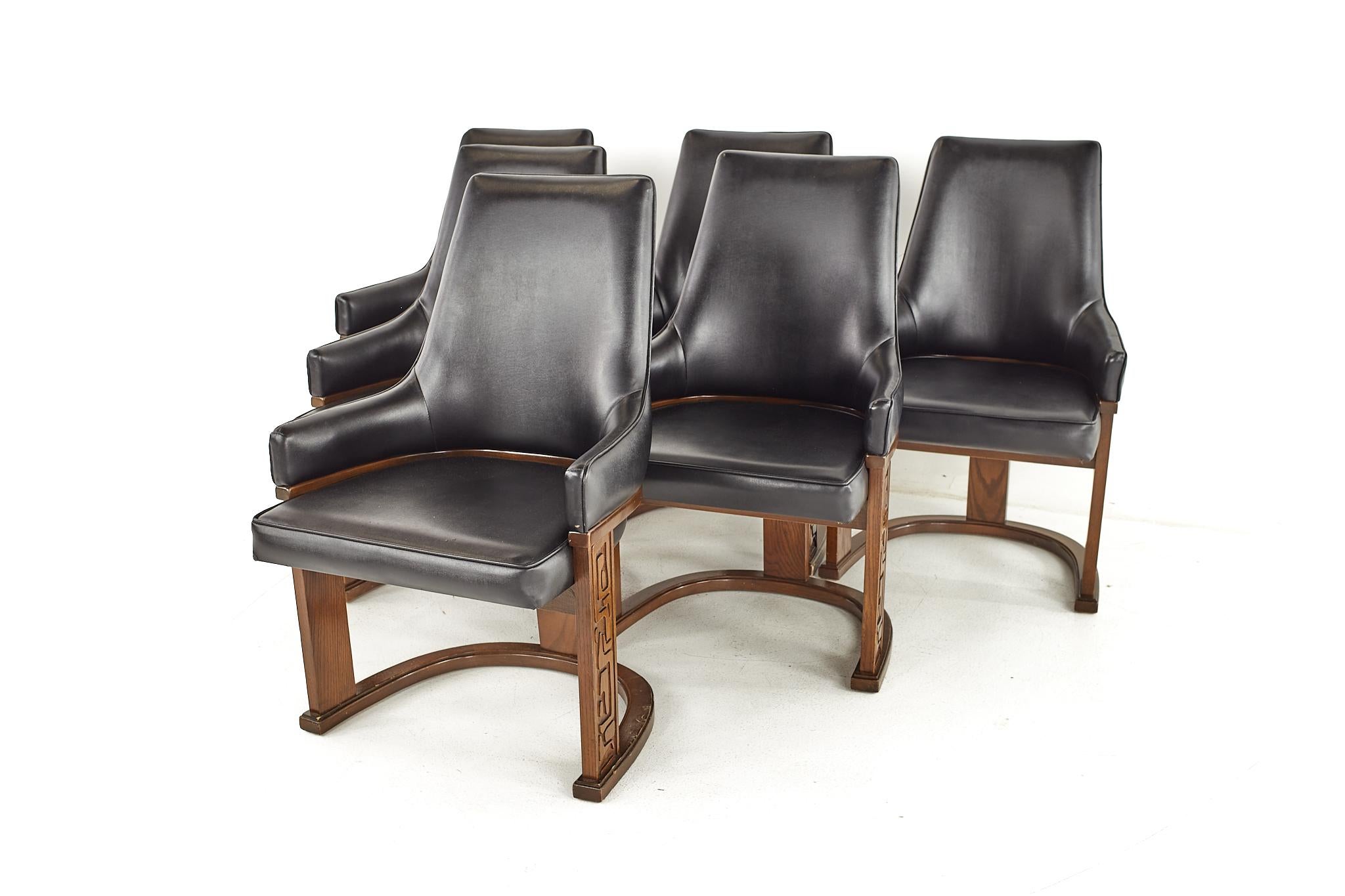 Mid-Century Modern United Furniture Mid Century Walnut Tiki Dining Chairs, Set of 6
