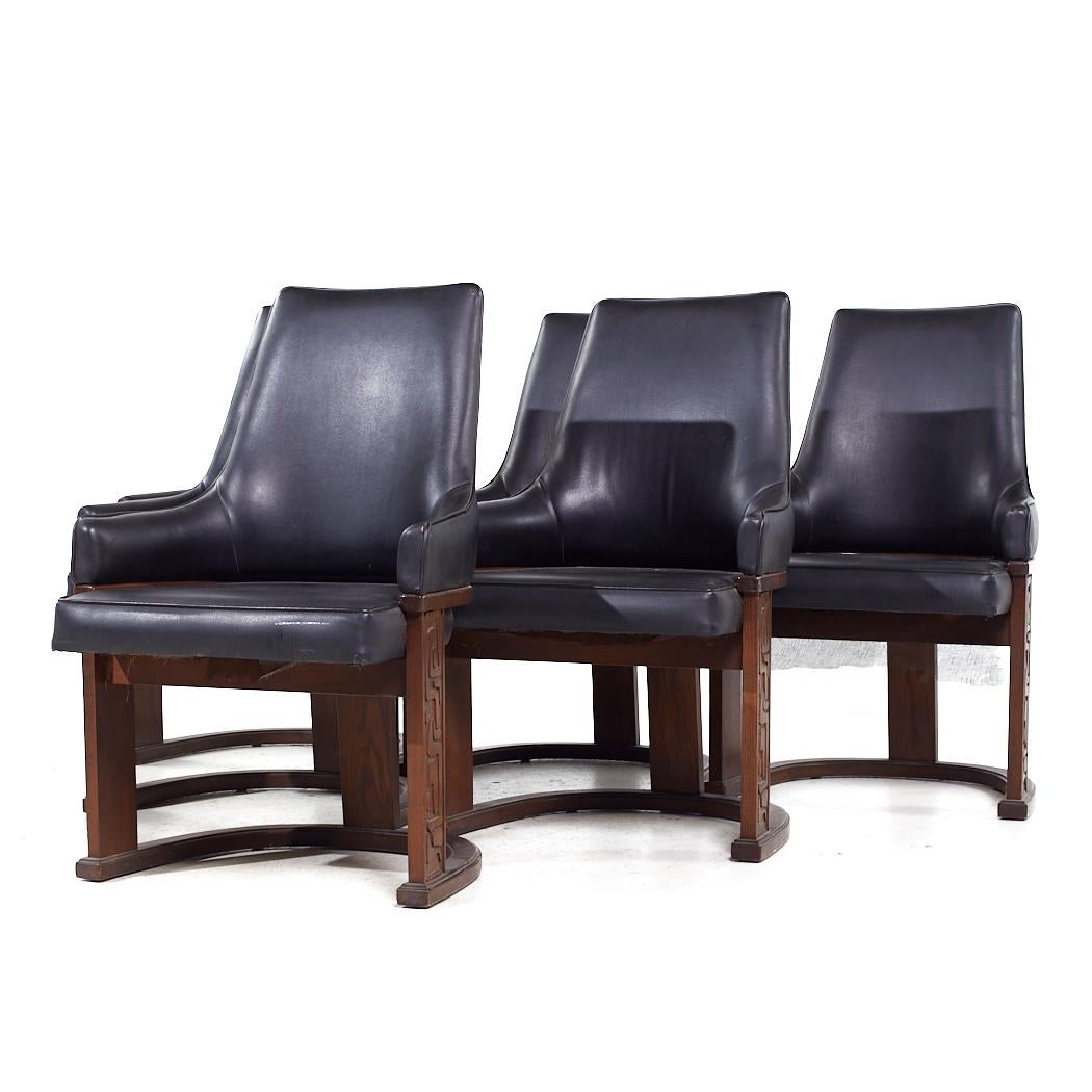 Mid-Century Modern United Furniture Mid Century Walnut Tiki Dining Chairs - Set of 6 For Sale