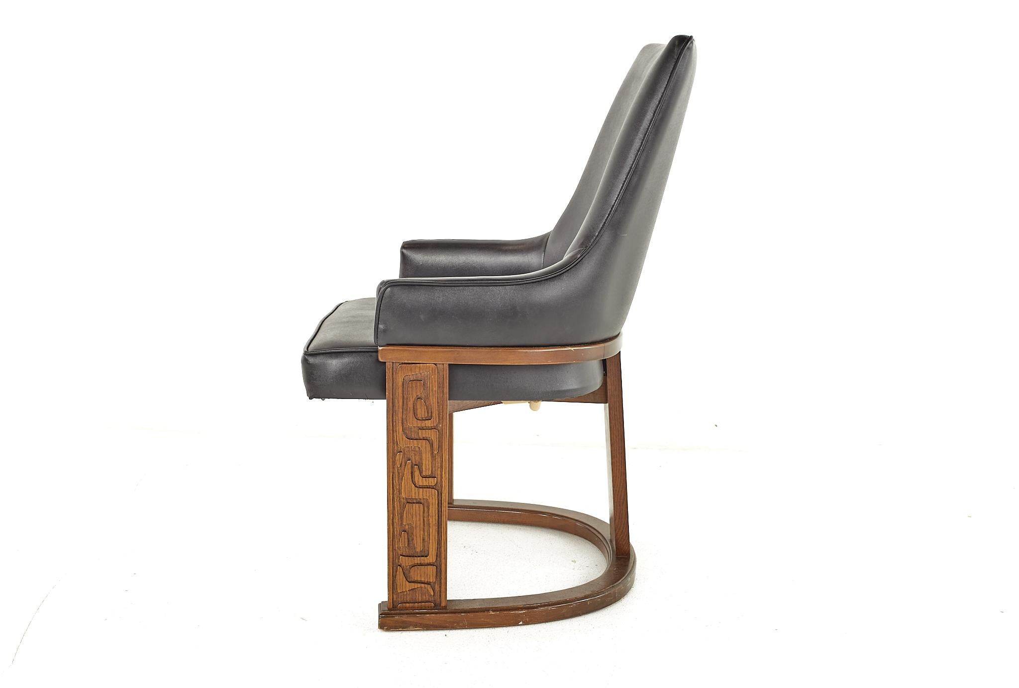 United Furniture Mid Century Walnut Tiki Dining Chairs, Set of 6 3