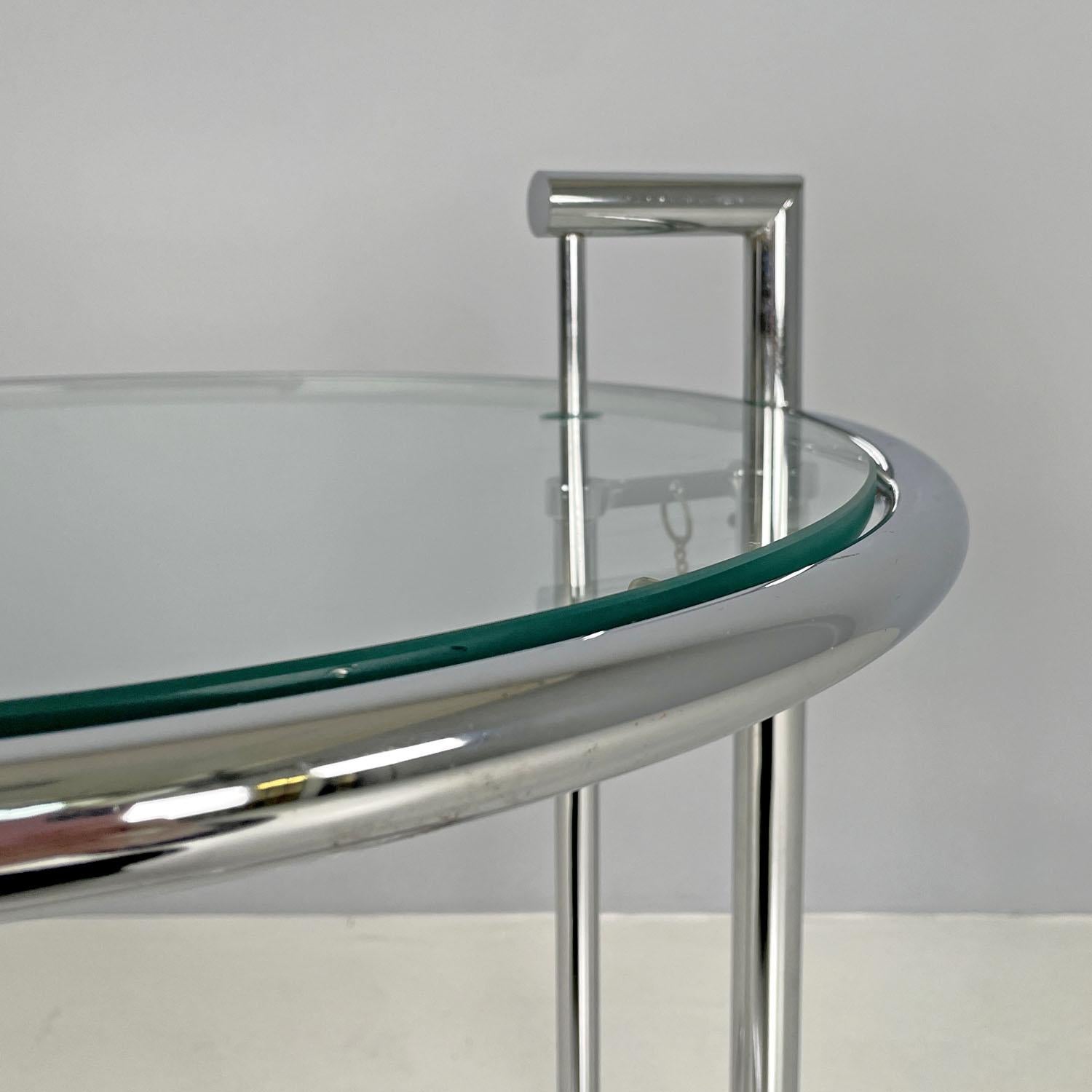 United Kingdom modern chromed metal glass coffee table E 1027 Eileen Gray, 1990s 5