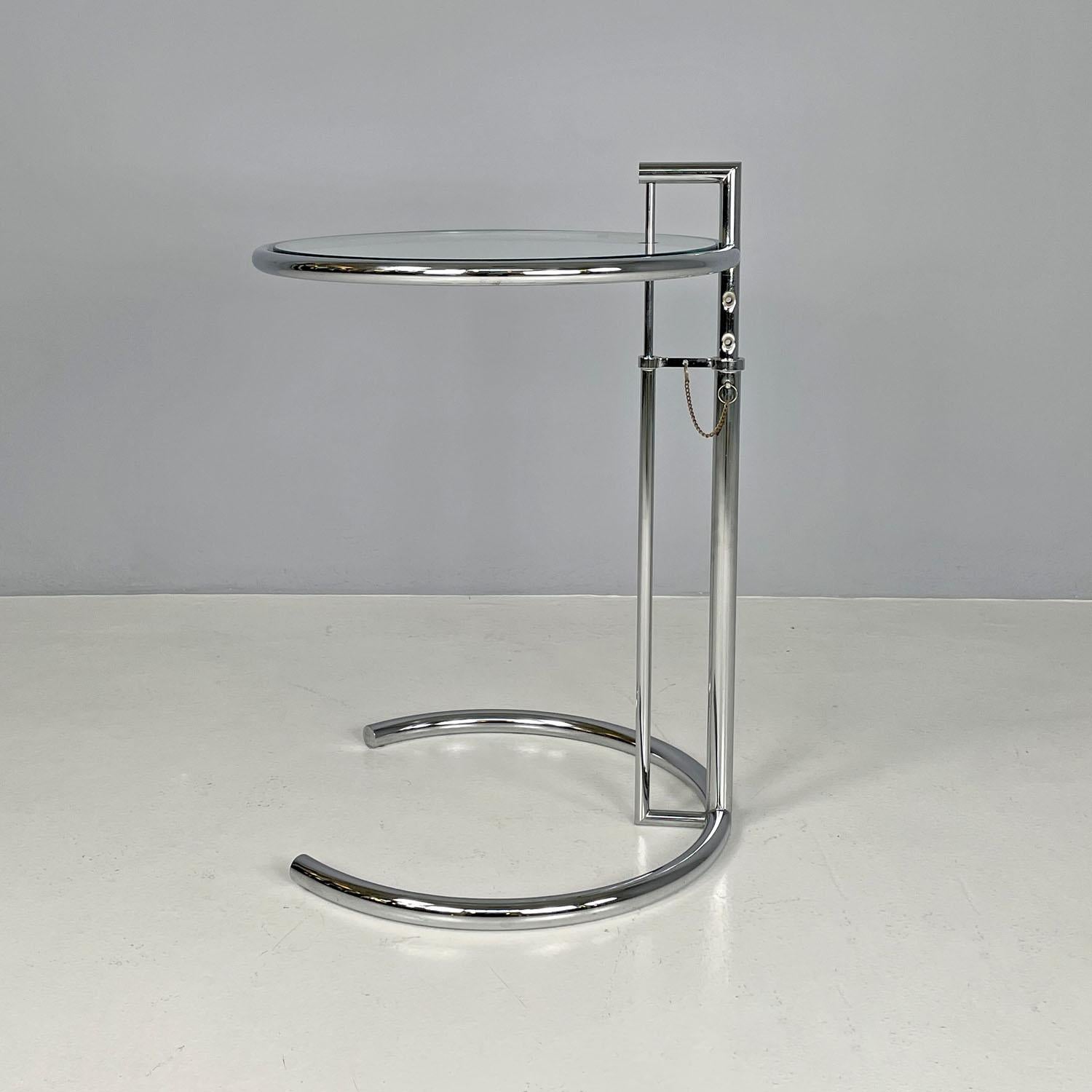 Modern United Kingdom modern chromed metal glass coffee table E 1027 Eileen Gray, 1990s