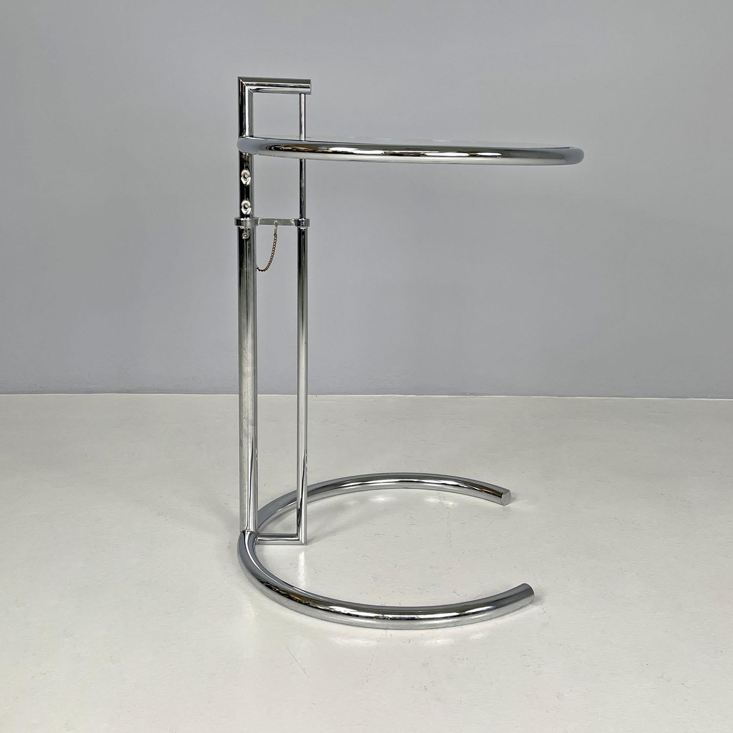 Italian United Kingdom modern chromed metal glass coffee table E 1027 Eileen Gray, 1990s