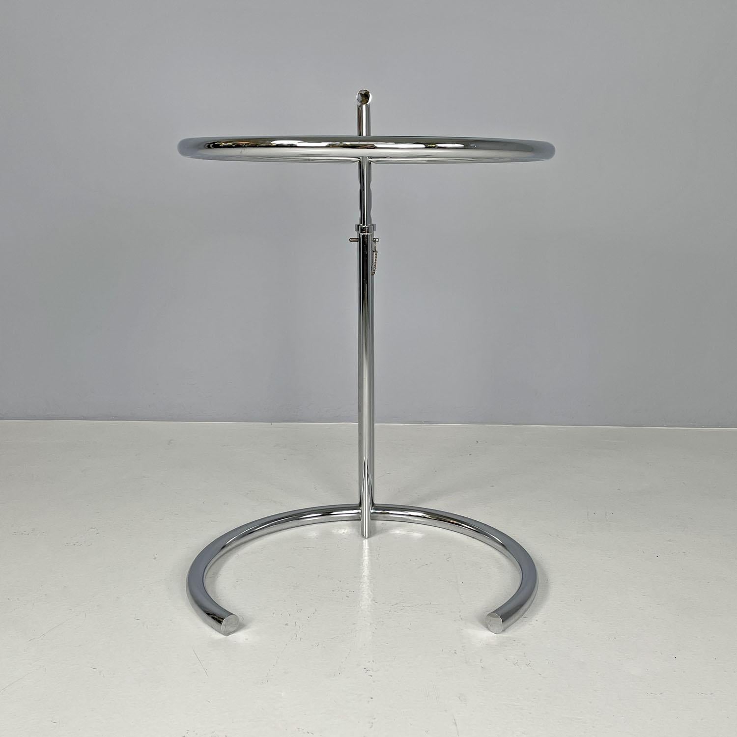 United Kingdom modern chromed metal glass coffee table E 1027 Eileen Gray, 1990s In Good Condition In MIlano, IT
