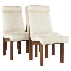 United Mid Century Tiki Brutalist Walnut Dining Chairs, Set of 4