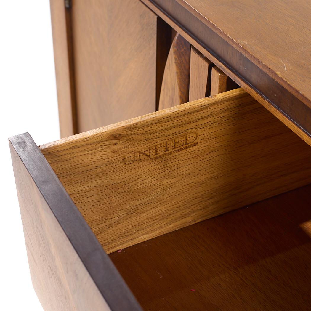 United Mid Century Tiki Walnut Credenza and Hutch For Sale 4
