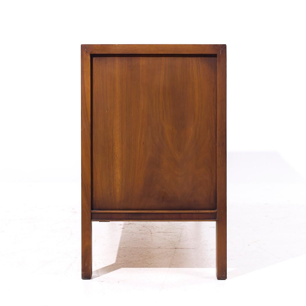 Glass United Mid Century Tiki Walnut Credenza and Hutch For Sale