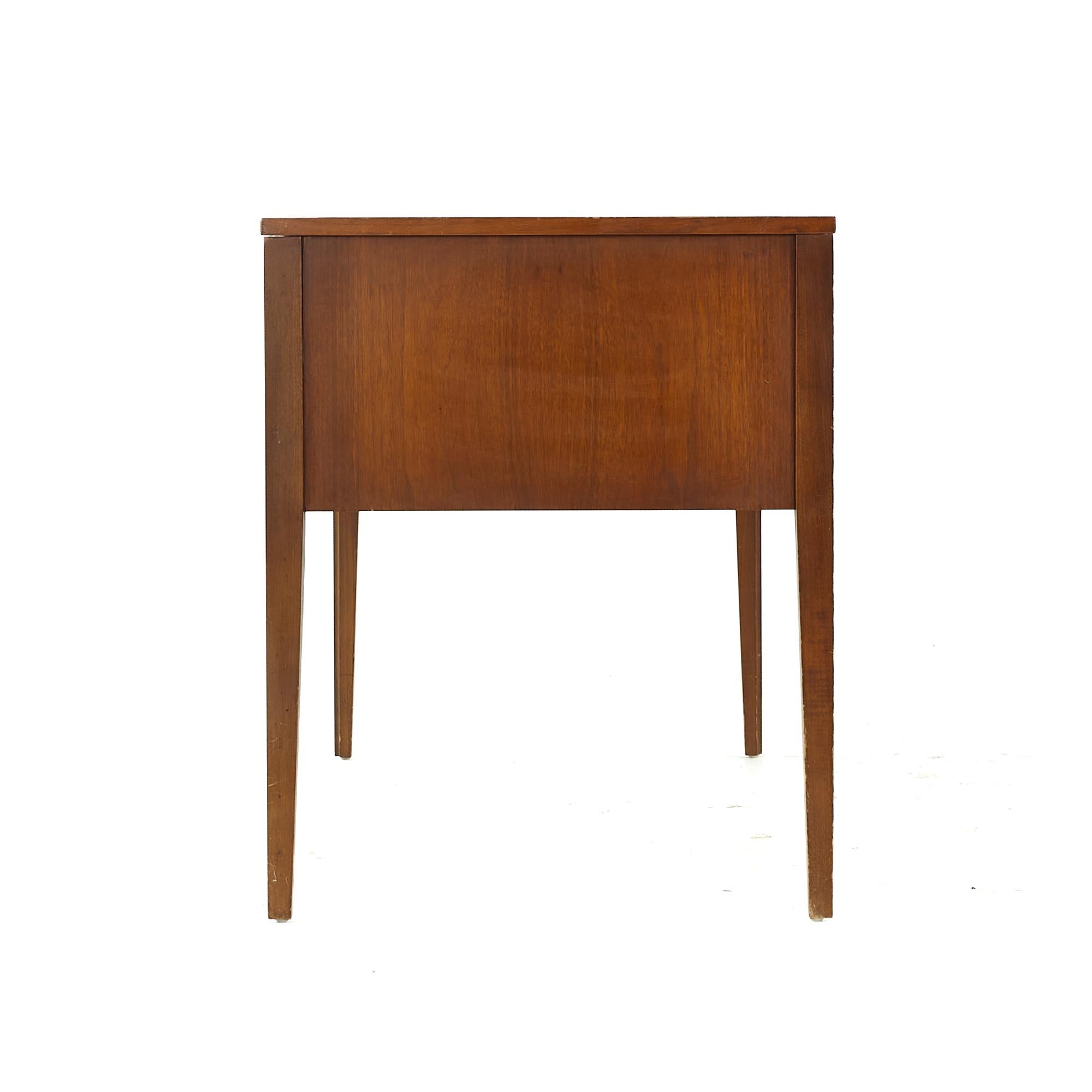 American United Midcentury Walnut and Leather Top Desk