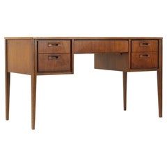 United Midcentury Walnut and Leather Top Desk
