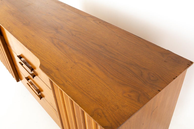 United Mid Century Walnut Sideboard Credenza Buffet and Hutch at 1stDibs