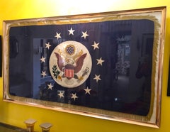Drapeau de l'État d'Amérique des États-Unis tissé en fil d'or et d'argent, États-Unis 1966