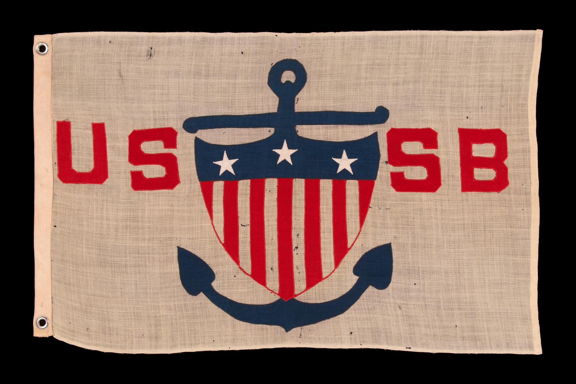 United States shipping board flag, an extremely scarce and beautiful, nautical design, made sometime between WWI (U.S. Involvement 1917-18) and 1934

Flag of the United States Shipping Board (U.S.S.B.), an extremely scarce and beautiful design,