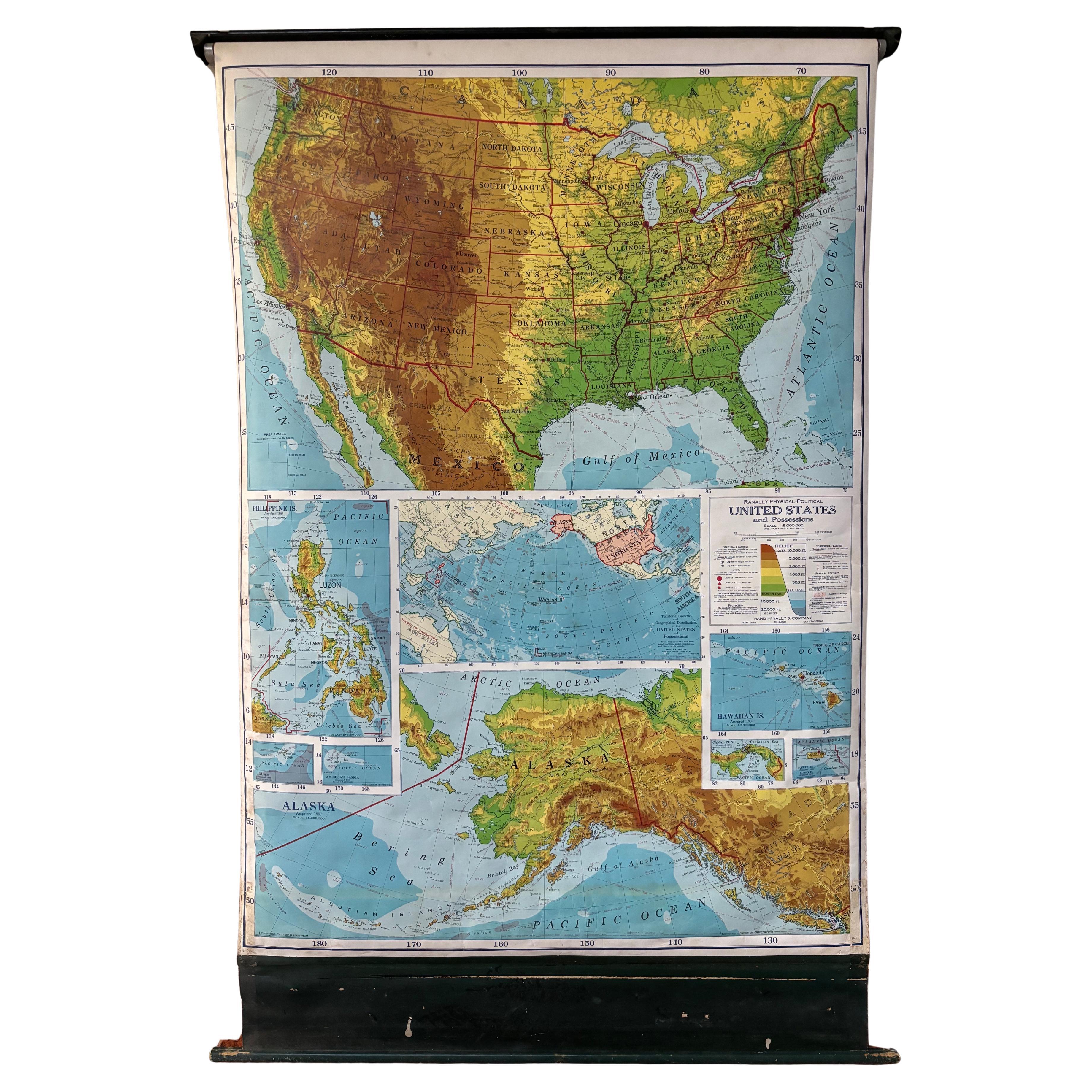 United States 50’s Roll Up Map For Sale